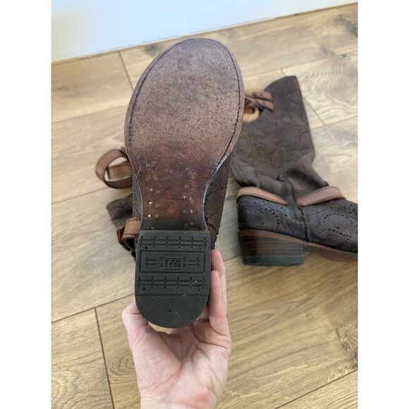 CORRAL 9 Deer Riding Boot Chocolate Women’s Slouch western Harness Buckle Strap - Picture 2 of 8